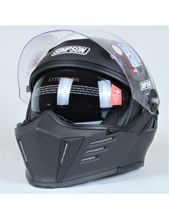 Casco de moto modular Simpson Darksome negro mate - 4