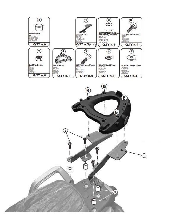 GIVI Attaque arrière SR371 X Monokey Talk Yamaha XT 1200Z/ZE Super Hold - 1