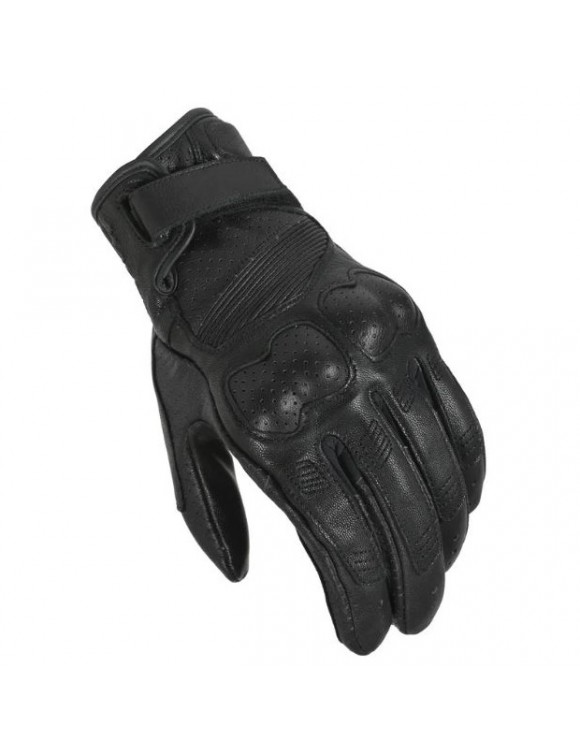 Macna Bold Black Leather Summer Men's Motorcycle Gloves