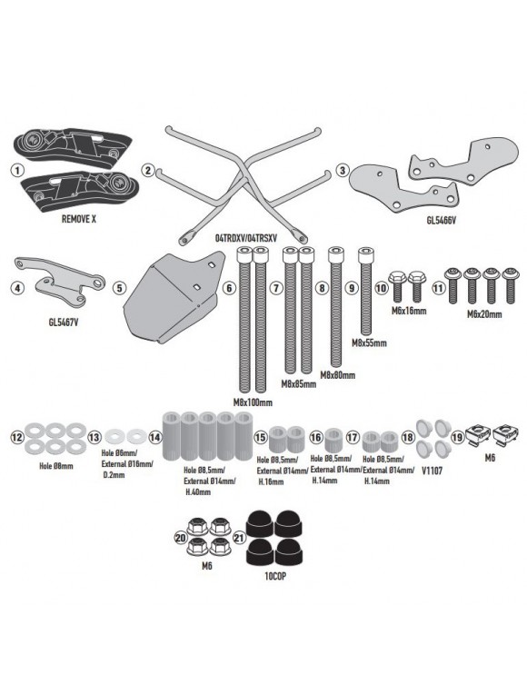 Givi TR7708 Kit de cadre latéral à dégagement rapide pour sacs souples, KTM 890 DUKE R - 1