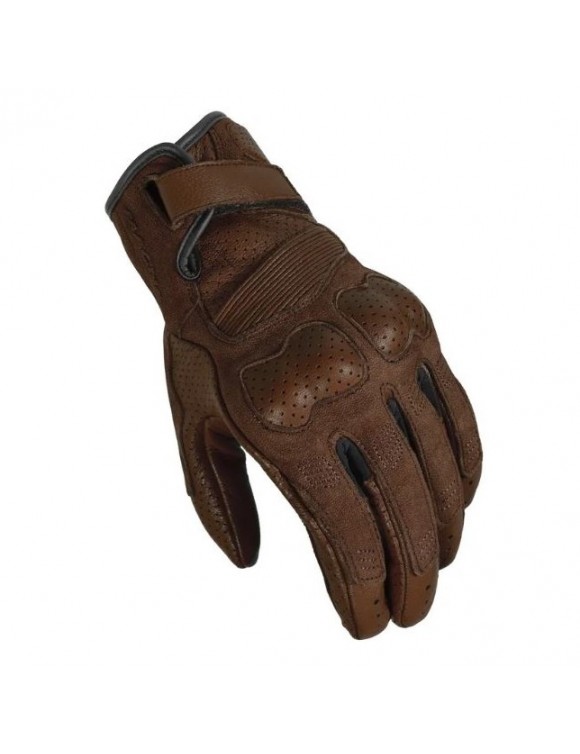 Macna Bold Dark Brown Leather Summer Men's Motorcycle Gloves