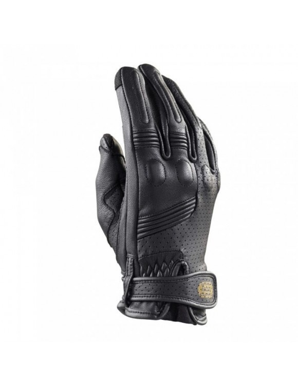 Clover Tazio-r gants de moto courts en cuir style vintage noir - 1