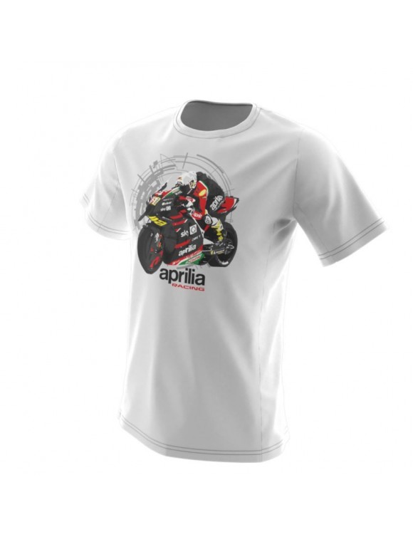 Short-sleeved t-shirt for kids, white with graphics, original Aprilia Racing (5/6a)