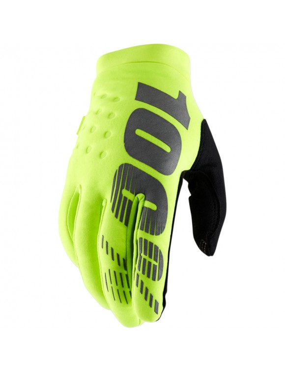 Gants de moto d'été pour homme 100% Brisker jaune fluo - 1