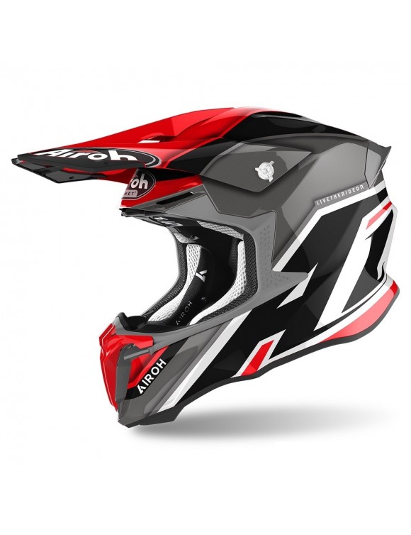 Moto Cross Helm Airoh Twist 2.0 Shaken Red Gloss Polished