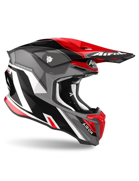 Casque Moto Cross Airoh Twist 2.0 Shaken Rouge Brillant Poli - 2