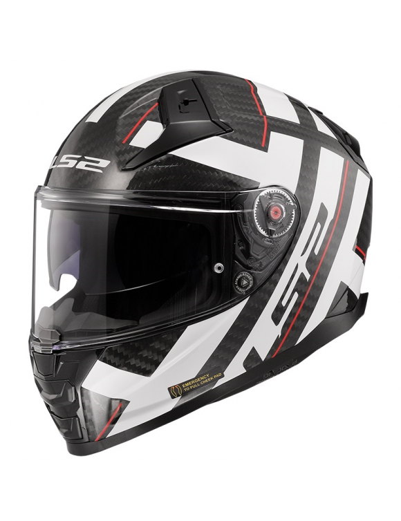Integral Motorcycle Helmet LS2 Vector II Carbon Strong Glossy White