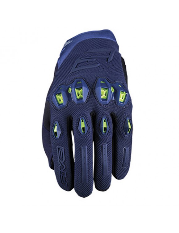 Gants Moto Homme Five Stunt Evo 2 Summer Bleu Nuit/Jaune Fluo 81296 - 1