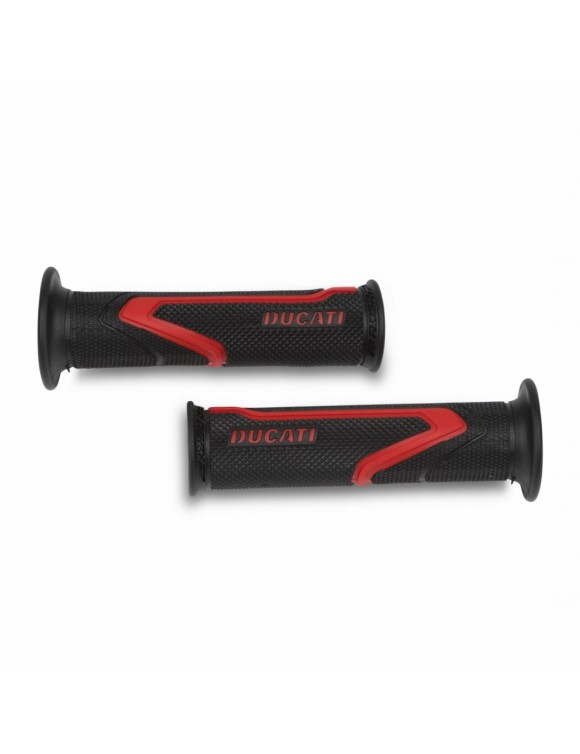 Pair of Racing Grips, Red/Black, Original Ducati 96280811AA