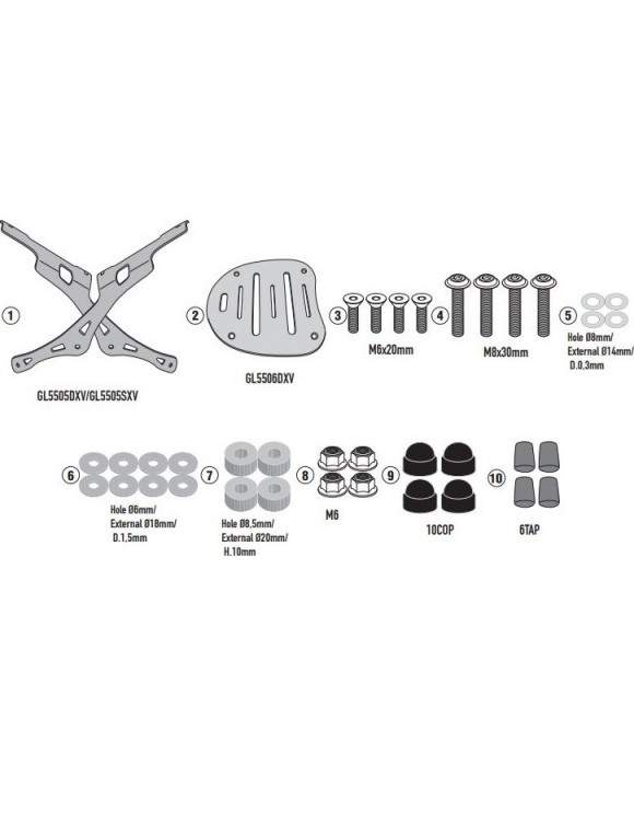 Givi SR9058 Connection Kit for Monokey/Monolock Top Case, Super Meteor 650 - 1 Givi SR9058 Connection Kit for Monokey/Monolock Top Case, Super Meteor 650 - 1