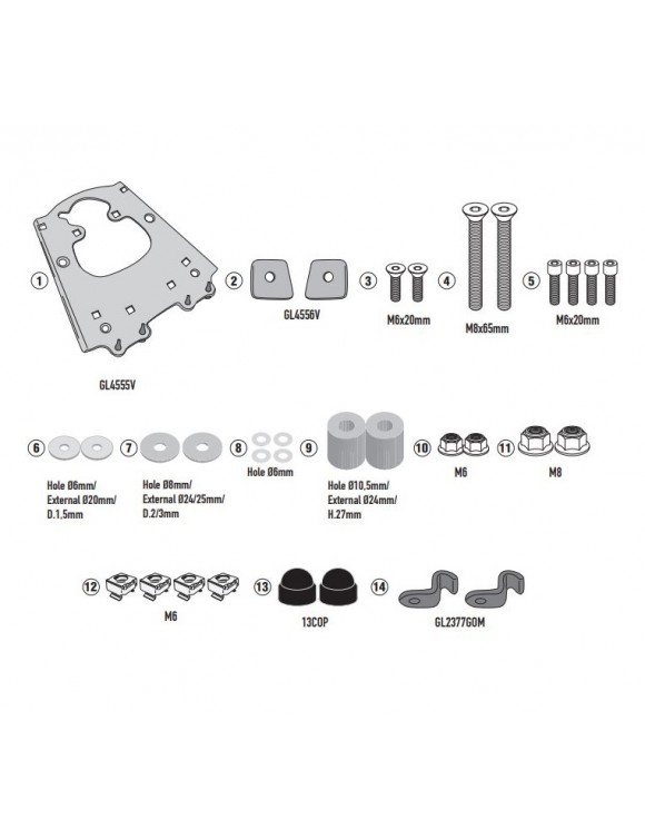 Kit Attacchi Posteriore Givi SR2150 per Bauletto Monokey/Monolock Yamaha X-Max/Tracer 700 - 1