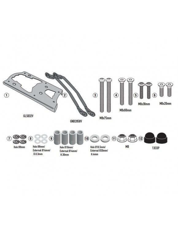 Kit montage Givi SR9350 monokey/monolock top case,Morini X-Cape 649 - 1 Kit montage Givi SR9350 monokey/monolock top case,Morini X-Cape 649 - 1