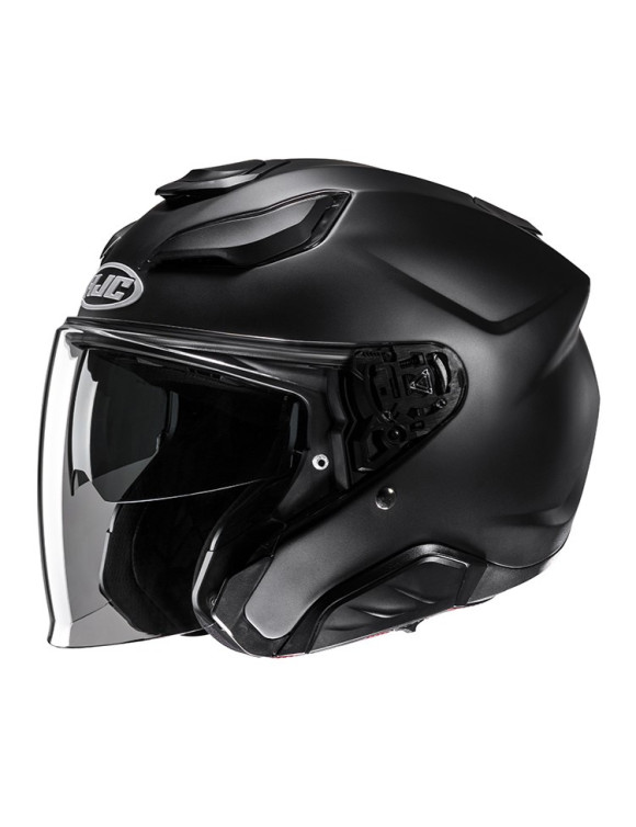 Casque de moto jet HJC F31 semi-plat noir mat 163270 - 1