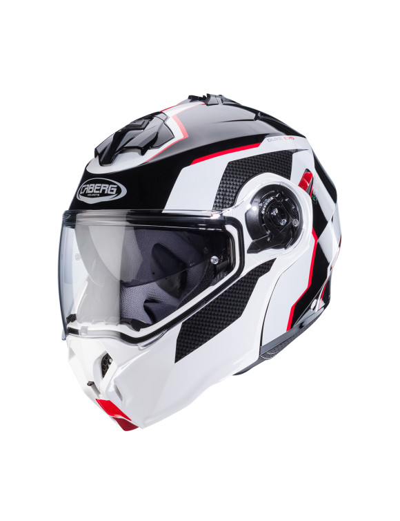 Caberg Duke Evo Move Modular Motorcycle Helmet Black/White/Red Glossy C0KB60M3