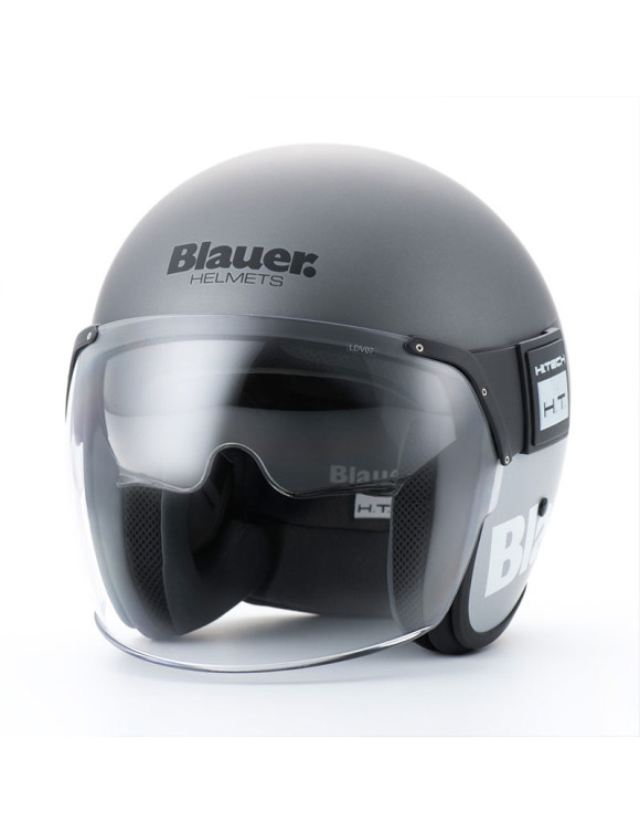 Fiberglass Jet Motorcycle Helmet Blauer Pod Gray/Silver Matt 12CBKHU01033/HS0001/H77