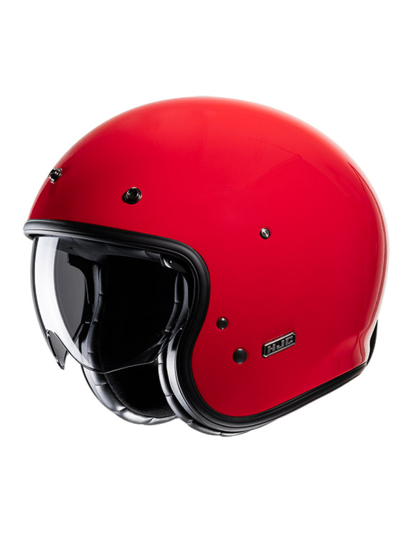 HJC V31 Solid Deep Red Glossy Motorcycle Jet Helmet 165501