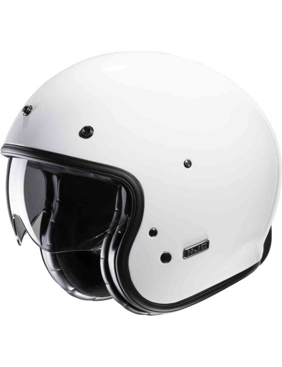 HJC V31 Solid White Glossy Motorcycle Jet Helmet 165528