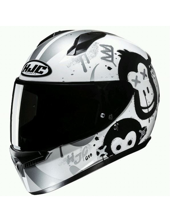 Young HJC C10 Geti MC10 White/Black/Grey Glossy Full Face Motorcycle Helmet 101310