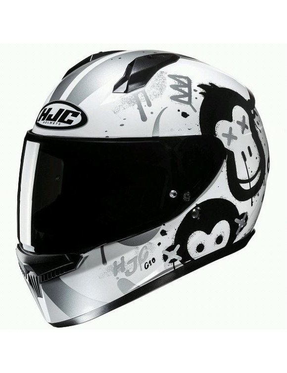 Casque de moto intégral Young HJC C10 Geti MC10 blanc/noir/gris brillant 101310 - 1