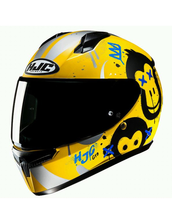 Casco Integral de Moto Joven HJC C10 Geti MC3SF Amarillo Mate/Azul - 1 Casco Integral de Moto Joven HJC C10 Geti MC3SF Amarillo Mate/Azul - 1