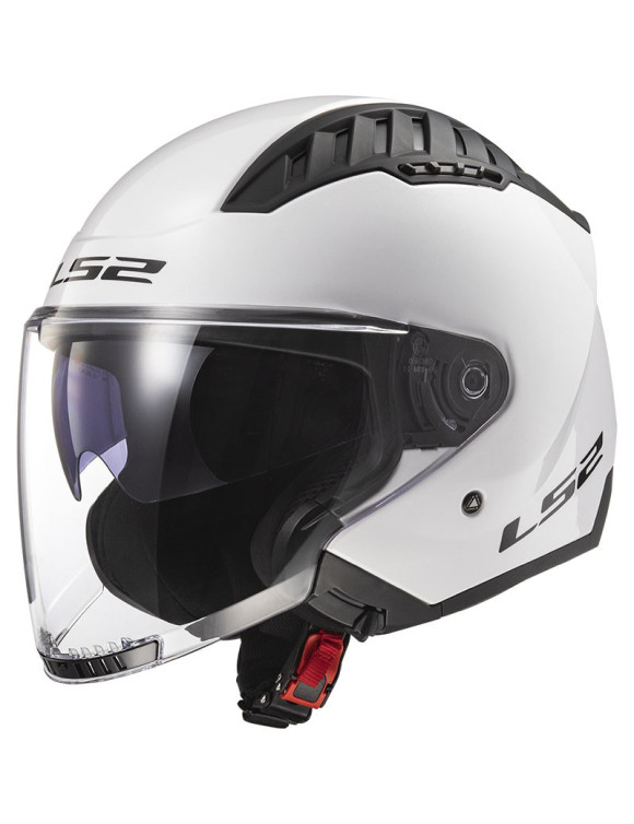 Casco jet de motocicleta LS2 Copter II blanco sólido brillante 366001002 - 1