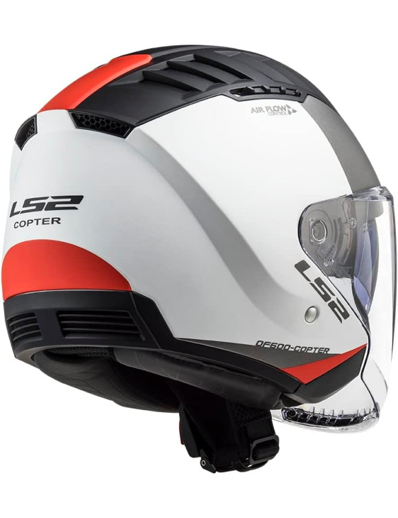 Casco Moto Jet LS2 Copter II Urbane Matt White Red Opaco 366002102 - 2