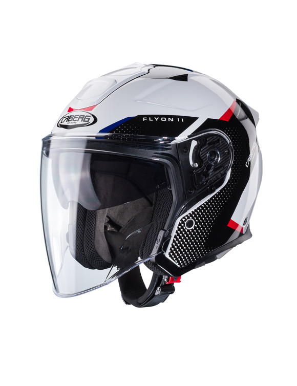 Casque de moto Jet Caberg Flyon II Boss Blanc/Rouge/Bleu Brillant - 1