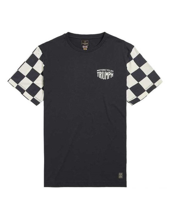 T-Shirt da Uomo in Cotone Triumph Preston Black/Bone MTSS2318 - 1 T-Shirt da Uomo in Cotone Triumph Preston Black/Bone MTSS2318 - 1