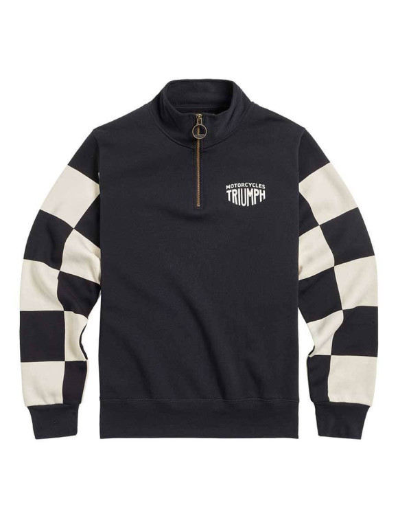 Sweat-shirt en coton pour hommes Triumph Prewitt 1/4 Zip Noir/Bone MSWS2330 - 1 Sweat-shirt en coton pour hommes Triumph Prewitt 1/4 Zip Noir/Bone MSWS2330 - 1