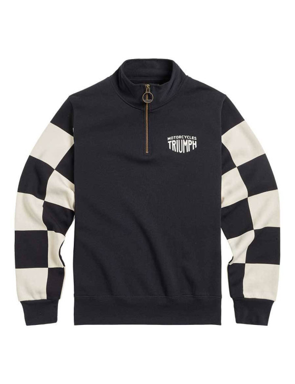 Herren-Sweatshirt aus Baumwolle Triumph Prewitt 1/4 Zip Schwarz/Knochen MSWS2330