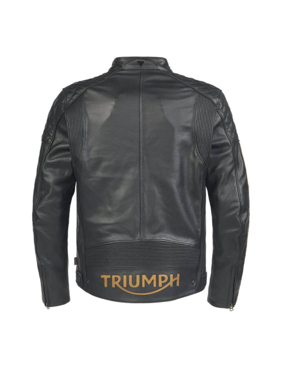 Blouson moto en cuir Triumph Braddan Sport pour Homme Noir/Or MLES2338 - 5