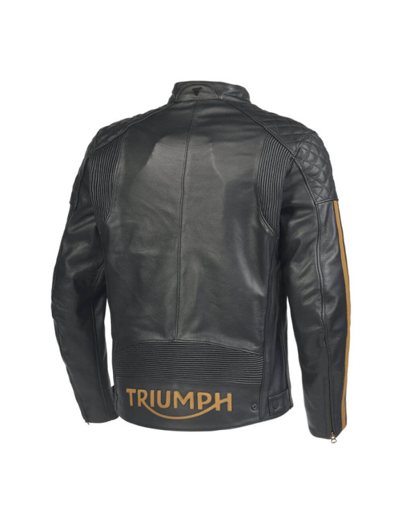 Blouson moto en cuir Triumph Braddan Sport pour Homme Noir/Or MLES2338 - 6