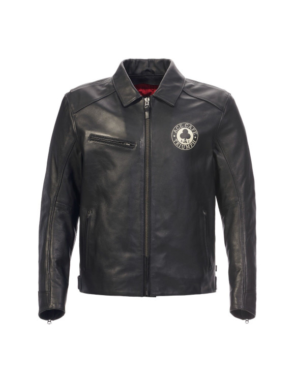 Triumph Ace Cafè Men's Leather Motorcycle Jacket Black MLES23800