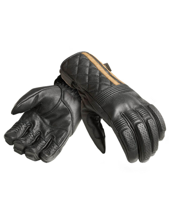 Triumph Sulby Black/Gold Men's Leather Motorcycle Gloves MGVS2351