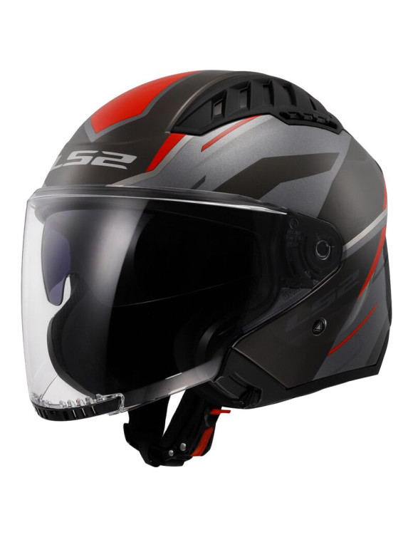 Casque Moto Jet LS2 Copter II OF600 Diston Gris Brillant - 1 Casque Moto Jet LS2 Copter II OF600 Diston Gris Brillant - 1