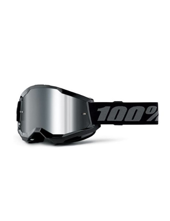 Maschera Occhiali Goggles 100% Strata 2 Black con Lente a Specchio Argento - 1 Maschera Occhiali Goggles 100% Strata 2 Black con Lente a Specchio Argento - 1