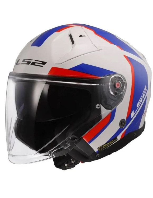 Casco Moto Jet LS2 OF603 Infinity II Focus White Blue Red Lucido 366032302 - 1