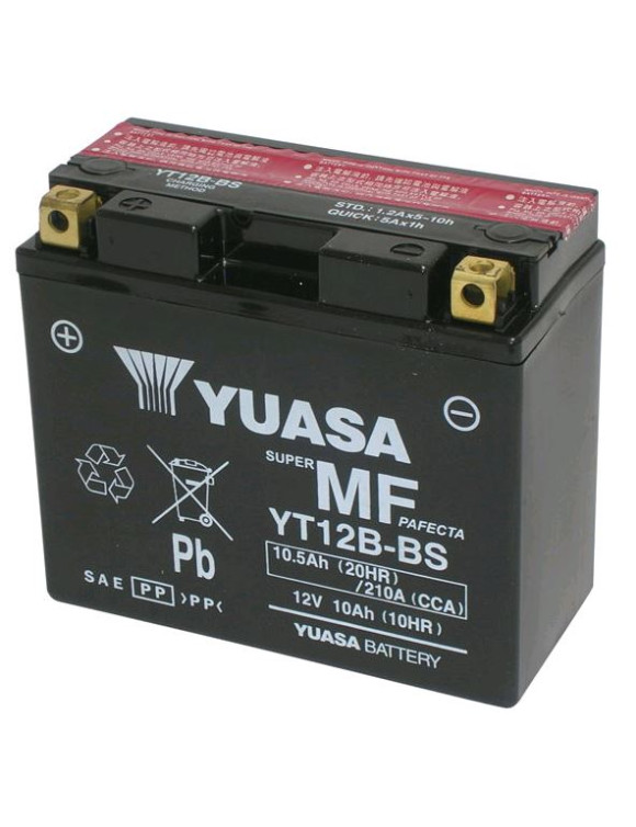 Yuasa YT12B-BS 12V/10.5AH Battery with Electrolyte Acid Supplied 0651100