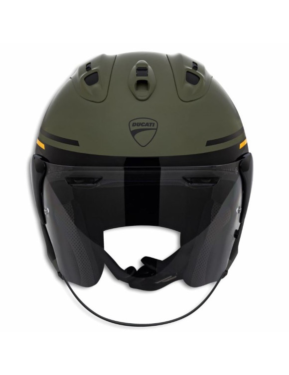 Casque jet de moto d'origine Ducati SCR62 Milestone vert militaire brillant98107761 - 2