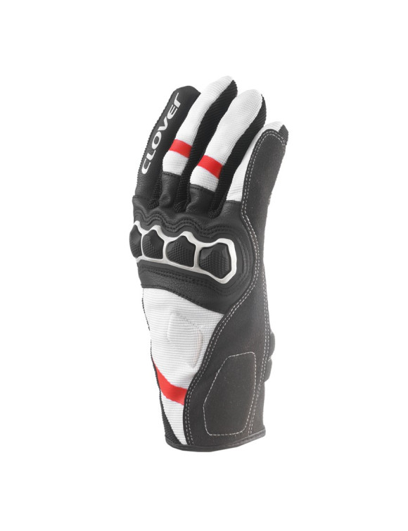 Clover Airtouch-2 Men's Summer Sport Motorcycle Gloves White/Red 1112-B/R - 2