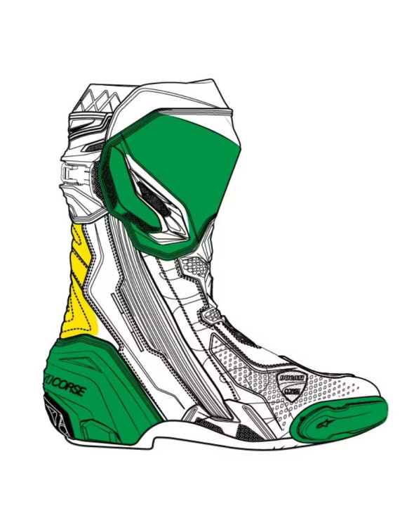 Botas de carreras unisex originales Ducati Corse V6 Air Negro/Rojo 9810854 - 3