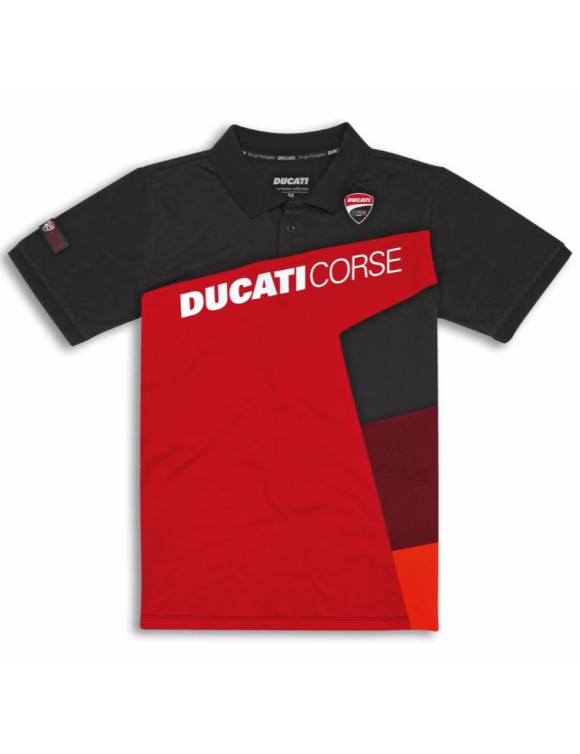 Original Ducati DC Sport Herren Polo T-Shirt Schwarz/Rot 98770535
