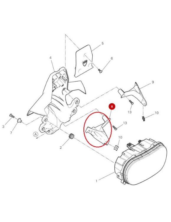 Supporto Destro Parabrezza 8301B961A Ducati Desert X - 1 Supporto Destro Parabrezza 8301B961A Ducati Desert X - 1
