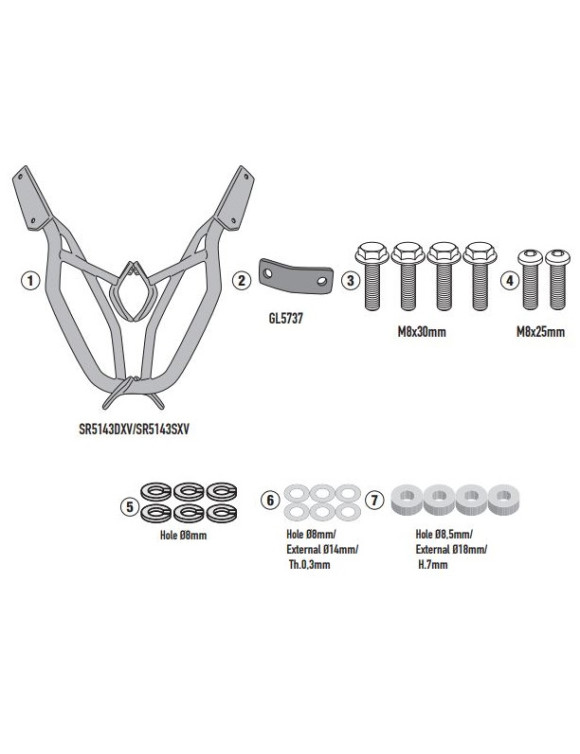 Givi SR5143 Fitting Kit for Monokey/Monolock Top Case, BMW R1300 GS - 2