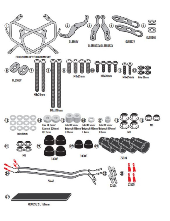 GV Plough 1201mk Kit Portequipjes auf Mallets Laterals Monokey, Honda XL 750 Transalp