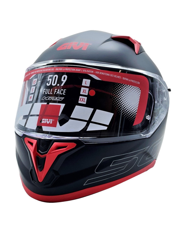 Casco integral Givi 50.9 Atomic para motocicleta, negro mate/rojo H509BBCRD - 2 Casco integral Givi 50.9 Atomic para motocicleta, negro mate/rojo H509BBCRD - 2