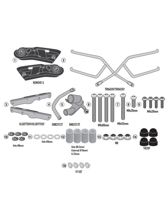 GIVI TR1171 Seitenrahmen -Kit weiche Taschen,Honda CB 500 x