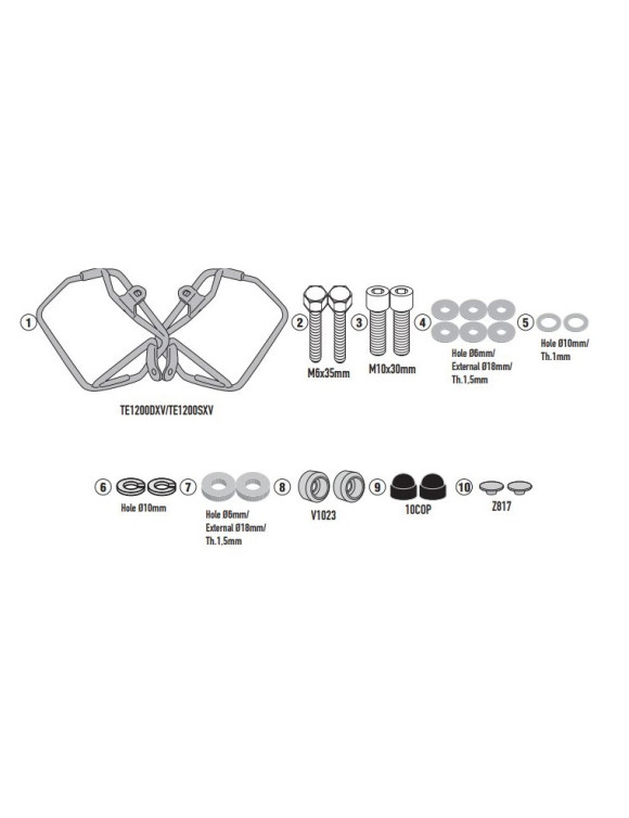 Givi TE1200 Kit de cadre pour sacoches latérales Soft/Easylock, HONDA CB 750 HORNET - 1