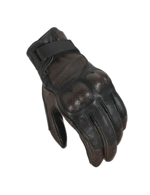 Men's Summer Motorcycle Gloves in Macna Bold Black/Brown Leather 1906213-170