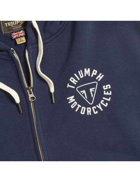 Felpa da Uomo Originale Triumph Digby Full Zip Hoodie Navy/Bone MSWS24119 - 2